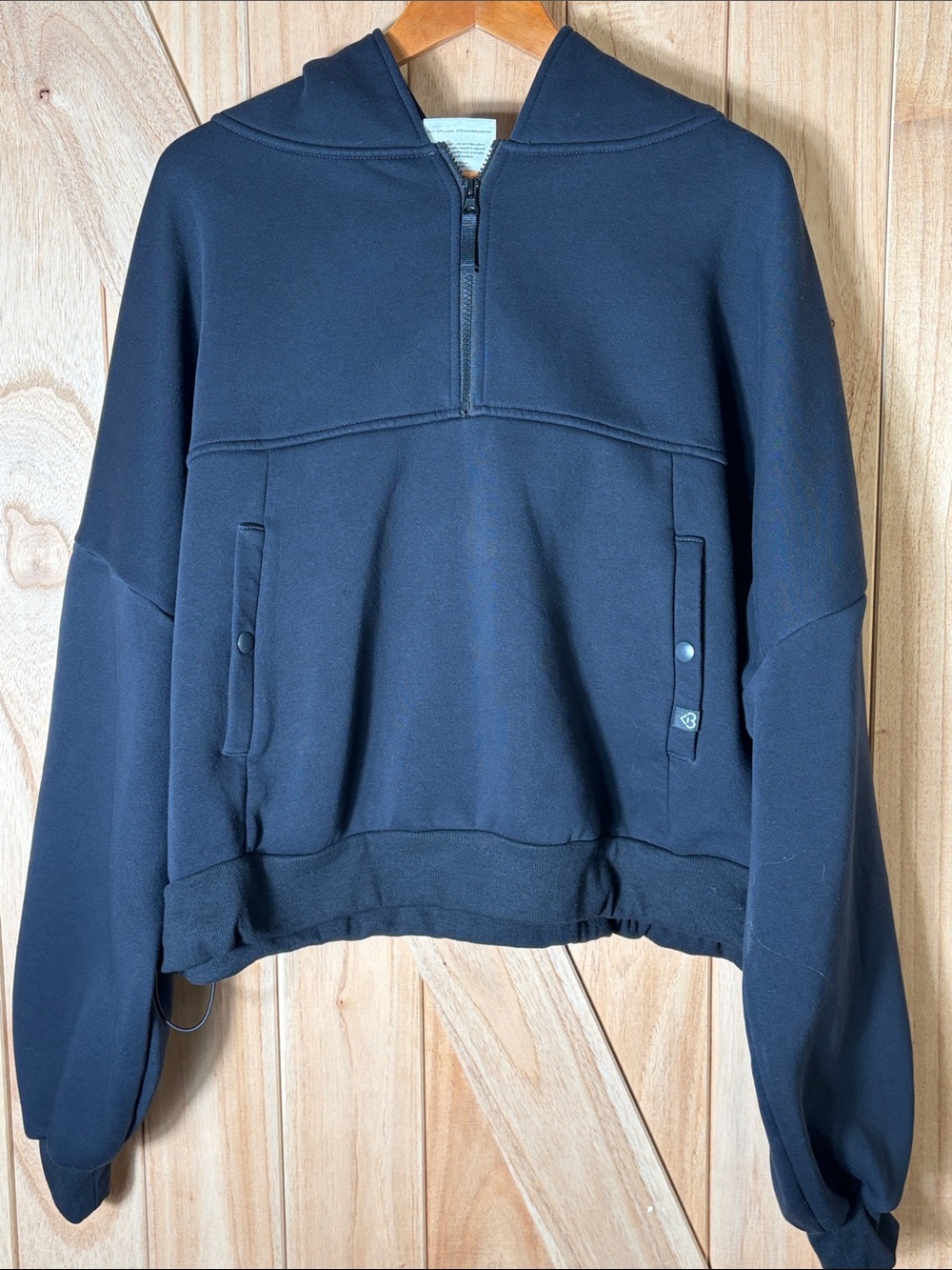 Blogilates Marshmallow Half Zip Hoodie 1X Black Oversized Pullover